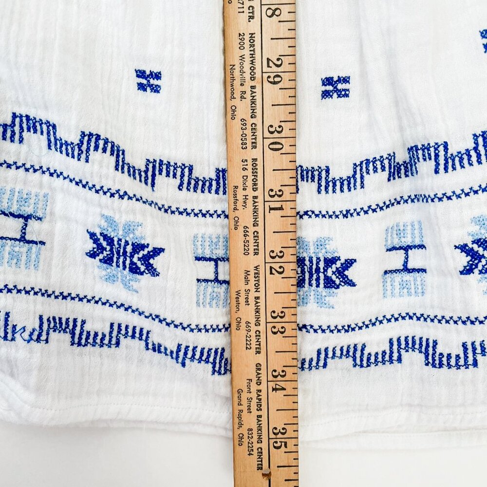 Fat Face Libby Embroidered Dress Cotton White Kaftan Flared Sleeves - Picture 2 of 4